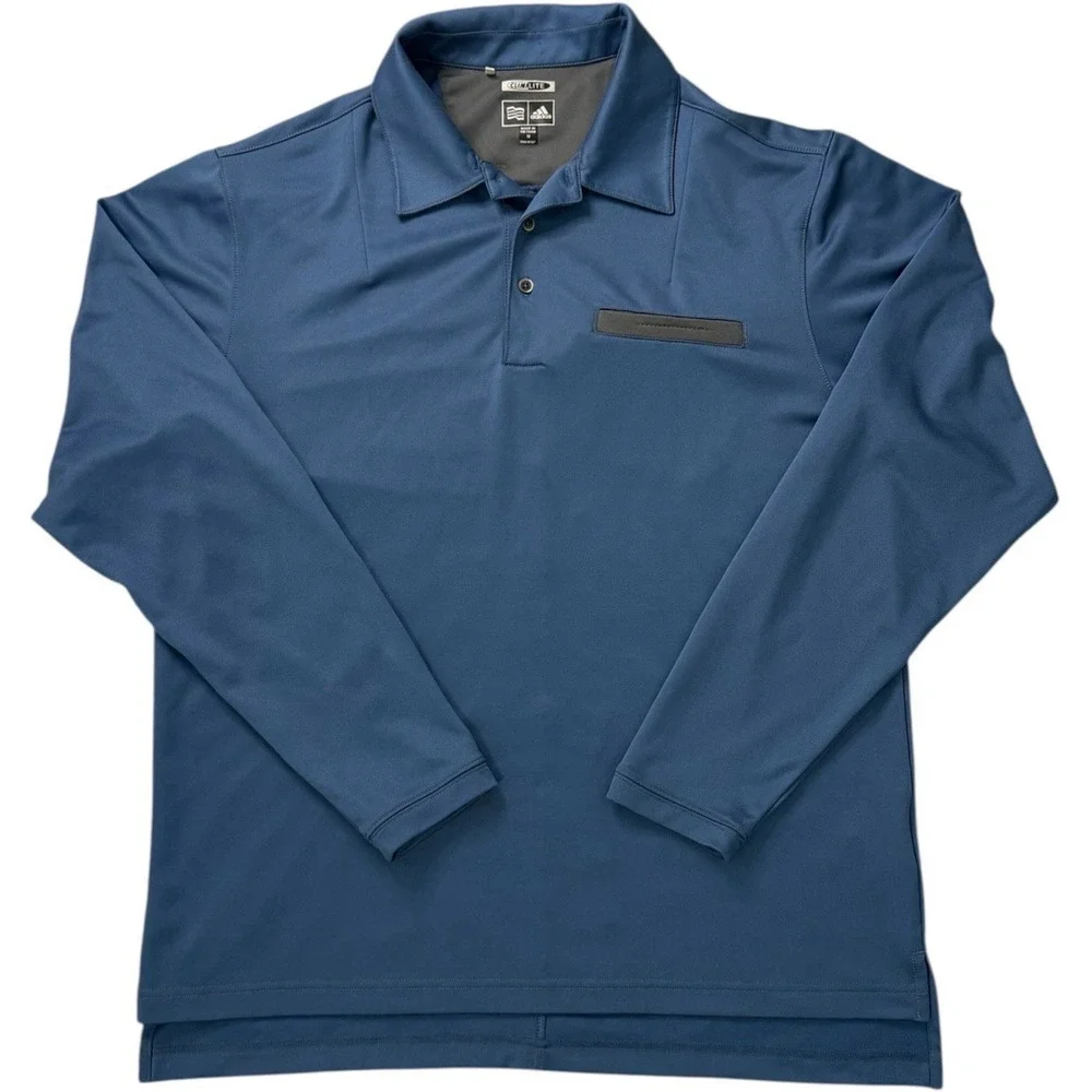 Adidas ClimaCool Golf Polo Shirt Mens Medium Blue Long Sleeve‎ Performance